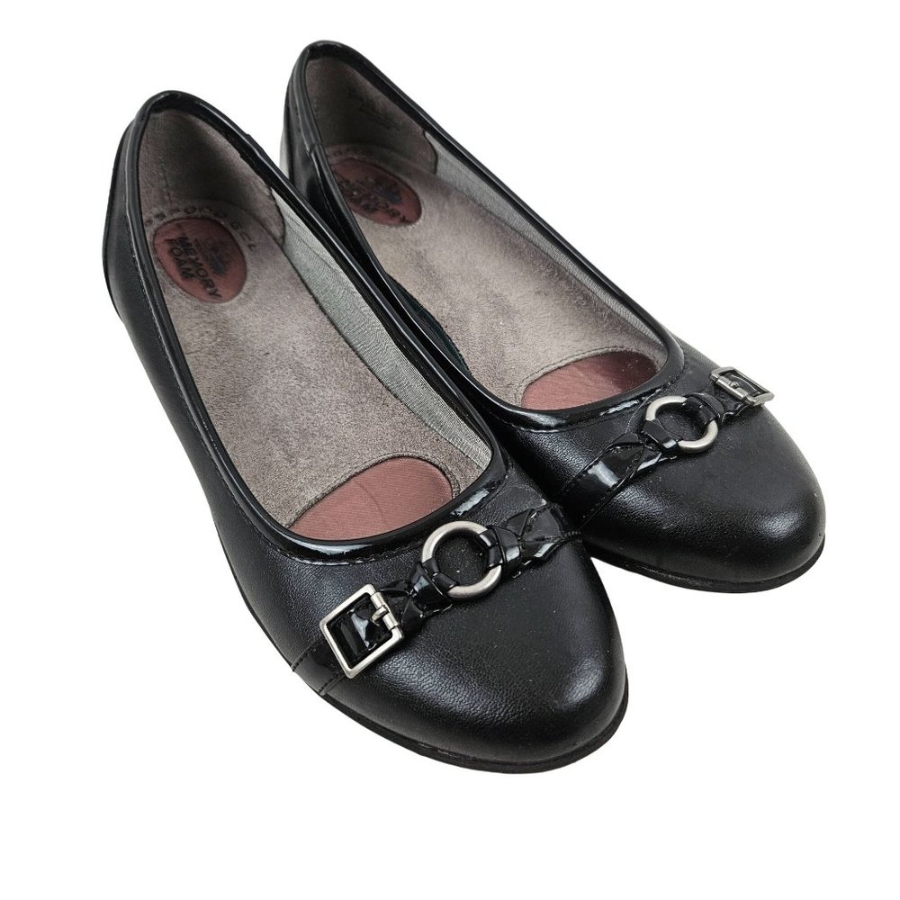 Life Stride Shoes Womens 8.5 M Memory Foam Velocity Affirm Black Leather Flats